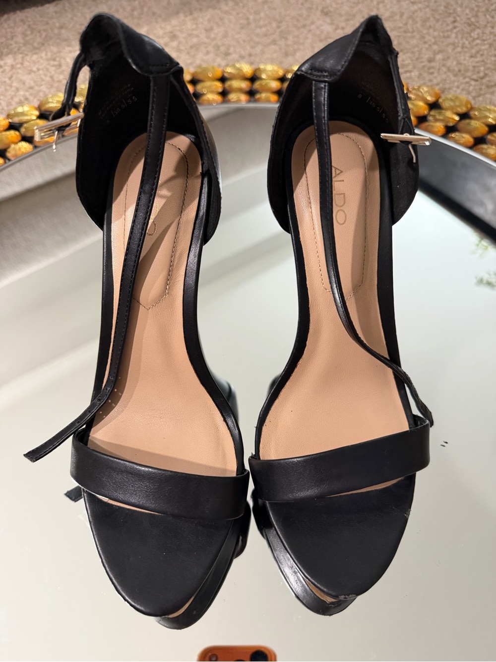 Aldo Black Open-Toe Ankle-Strap Heels size 8